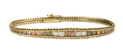 Lot 107 - A 9ct three colour gold bracelet