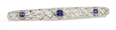 Lot 31 - An Art Deco sapphire and diamond plaque brooch, c.1920
