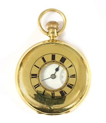Lot 453 - An 18ct gold side wind half hunter pocket watch