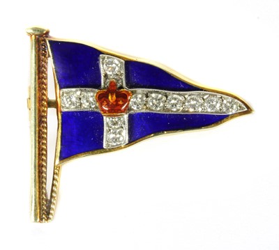 Lot 243 - A 9ct gold diamond and enamel Royal Thames Yacht Club brooch by Garrard & Co.