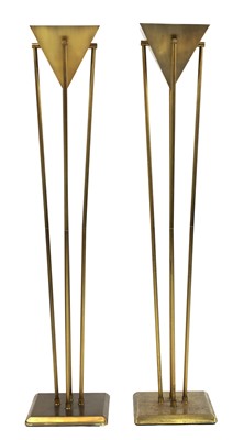 Lot 130 - A pair of Art Deco-style brass uplighters
