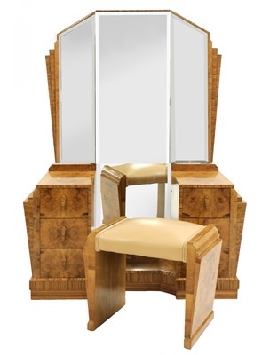 Lot 119 - An Art Deco burr maple and walnut dressing table