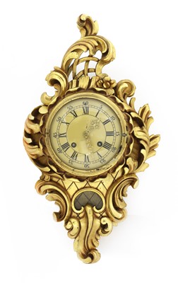 Lot 53 - A Swedish giltwood cased wall clock in the rococo manner
