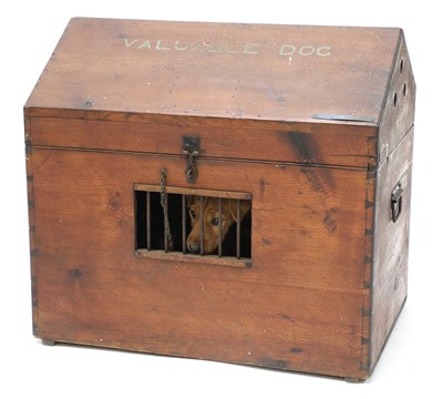 Lot 262 - A painted pine dog box inscribed 'Valuable Dog'