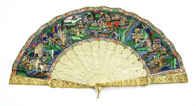 Lot 227 - A Chinese ivory brisé fan