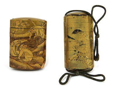 Lot 309 - Two Japanese gilt lacquered inros