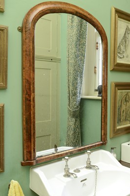 Lot 440 - A Victorian walnut wall mirror