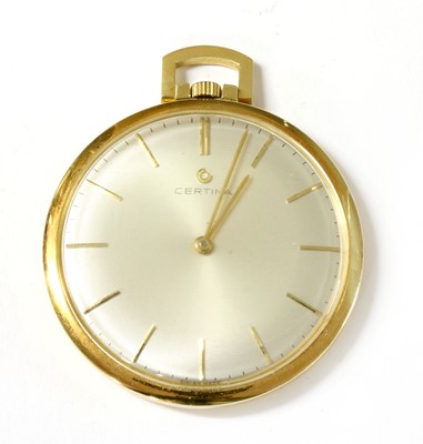 Lot 259 - An 18ct gold slimline open-faced pocket watch