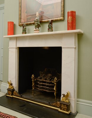 Lot 360 - A French Empire bronze and gilt-bronze fire kerb