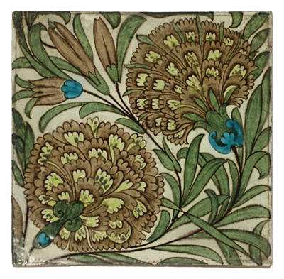 Lot 35 - A William De Morgan 'Persian Flowers' pattern tile