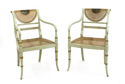 Lot 89 - A pair of painted neoclassical salon chairs