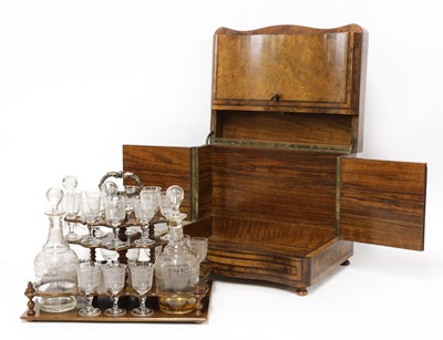 Lot 39 - A Victorian burr walnut tabletop drinks cabinet