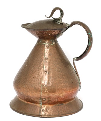 Lot 123 - An Arts and Crafts hammered copper haystack measure and cover