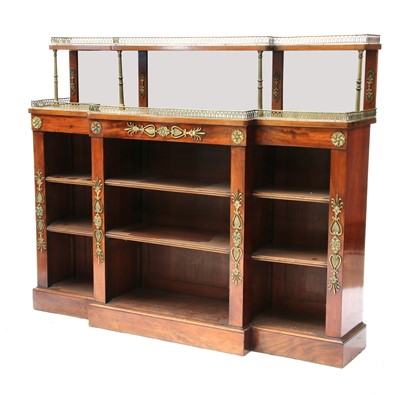 Lot 202 - A French Empire mahogany breakfront bookcase
