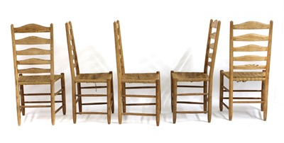 Lot 106 - Five ash ladderback chairs