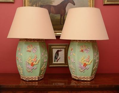 Lot 155 - A large pair of Chinese-style hexagonal garden seats