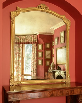 Lot 286 - A large giltwood and gesso overmantel mirror