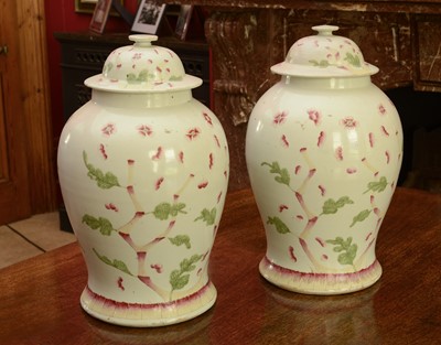 Lot 126 - A pair of Chinese porcelain baluster vases and covers