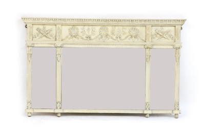 Lot 399 - A small painted Regency style triple plate overmantel mirror
