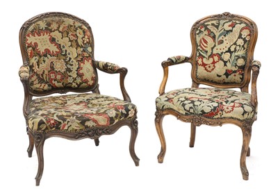 Lot 242 - A French walnut-framed armchair
