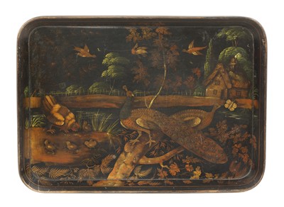 Lot 245 - A Regency papier mâché lacquer tray