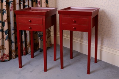 Lot 416 - A pair of modern red-painted bedside or side tables