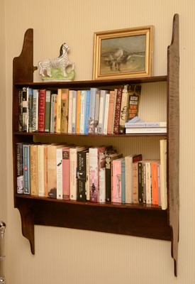 Lot 403 - A hanging oak wall shelf