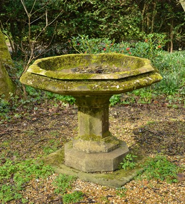 Lot 453 - An octagonal carved marble font