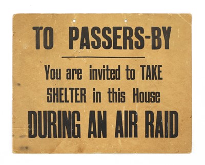 Lot 43 - A RARE WORLD WAR 2 CARDBOARD LONDON AIR RAID SIGN