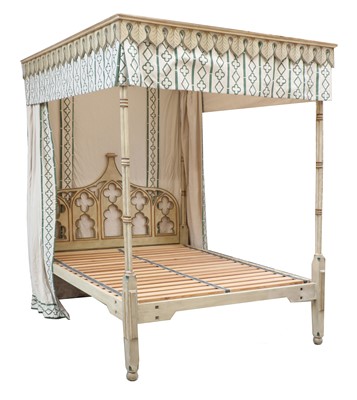 Lot 63 - A Gothic Revival painted four-poster bed