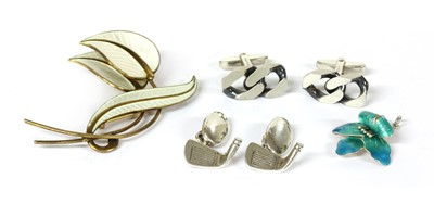 Lot 51 - A Norwegian silver gilt enamel spray brooch, by Albert Scharning