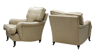 Lot 112 - A near pair of easy armchairs