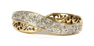 Lot 187 - A 9ct gold diamond crossover ring