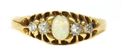 Lot 10 - An 18ct gold five stone opal and diamond ring