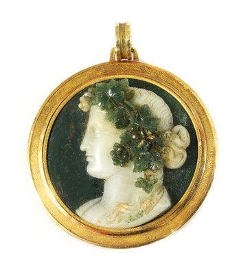 Lot 61 - A cased early 19th century Italian, circular hardstone cameo pendant