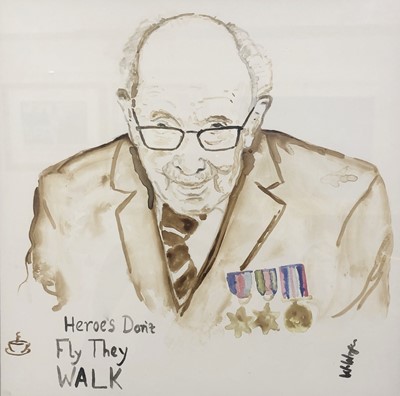 Lot 120 - Portrait of Captain Tom coffee on paper