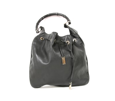Lot 30 - A Gucci black leather shoulder bag