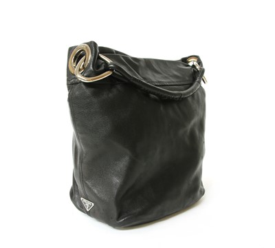 Lot 51 - A Prada black leather hobo slouch bag