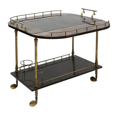 Lot 359 - An Aldo Tura two-tier vellum drinks trolley