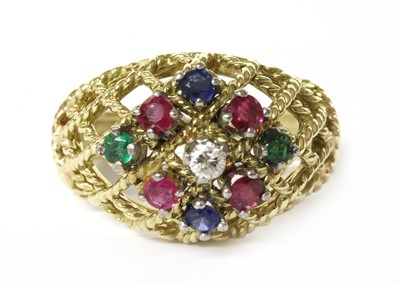 Lot 371 - A gold assorted gemstone bombé cluster ring