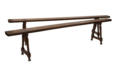 Lot 419 - A pair of French fruitwood benches