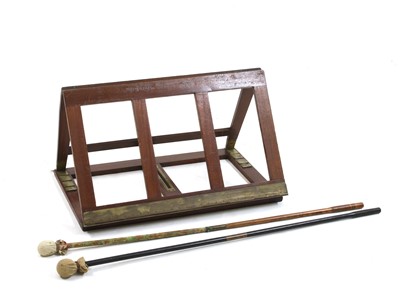 Lot 969 - A mahogany and brass adjustable reading stand