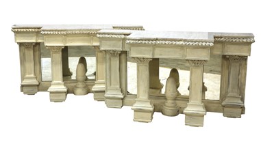 Lot 437 - A pair of painted wood breakfront console tables