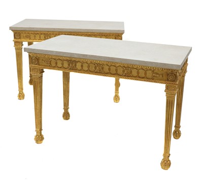 Lot 121 - A pair of giltwood console tables