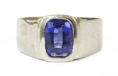 Lot 163 - A platinum single stone tanzanite ring