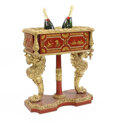 Lot 135 - A Regency Revival gilt and red lacquered wine cooler