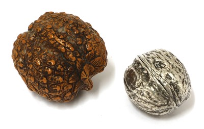 Lot 51 - A silver box in the form of a walnut