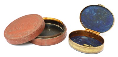 Lot 959 - A circular papier-mâché box and cover