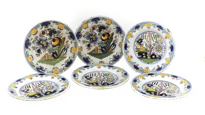 Lot 374 - Six Dutch delft plates