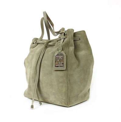 Lot 50 - A Ralph Lauren sage suede drawstring tote